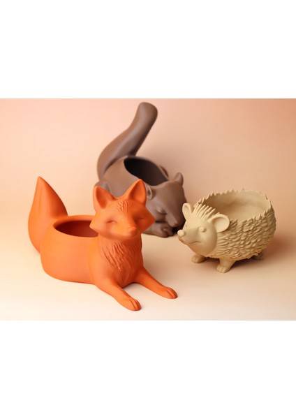 Tilki Şeklinde Dekoratif Saksı – Masaüstü ve Ev Dekoru