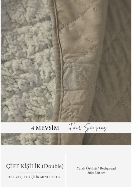 Premium Peluş Çift Kişilik Çok Amaçlı Yatak Örtüsü 200X220 Çift Taraflı Yumuşak Battaniye Pike Bej / Cappuccino fiyatları