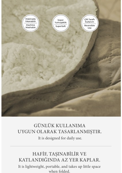 Premium Peluş Çift Kişilik Çok Amaçlı Yatak Örtüsü 200X220 Çift Taraflı Yumuşak Battaniye Pike Bej / Cappuccino modelleri