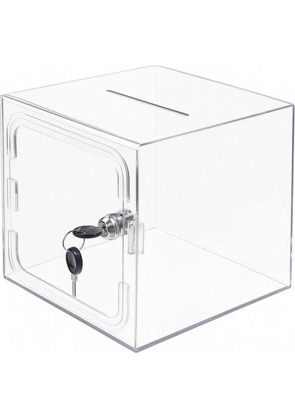 Kırılmaz Şeffaf Dilek, Şikayet Kutusu, Bahşiş Kutusu, Kumbara Tip Box Kilitli 20x20x20 cm