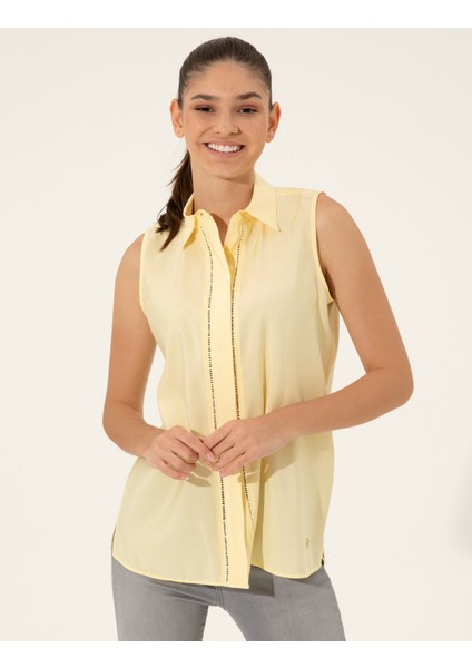 Kadın Sarı Regular Fit Kolsuz Bluz 50247281-VR044