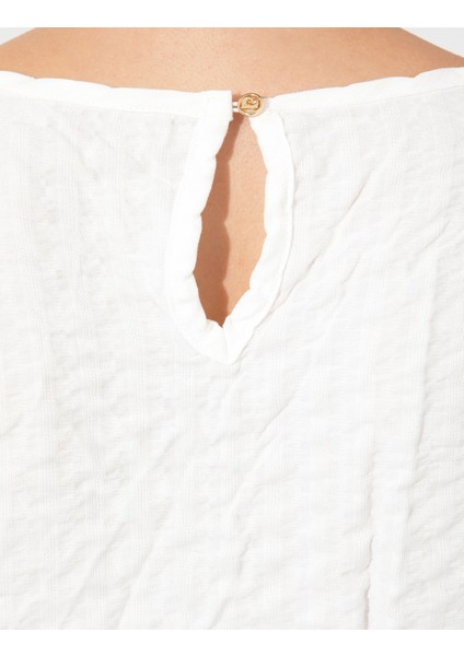 Kadın Beyaz Crop Top Kısa Kollu Bluz 50252493-VR013