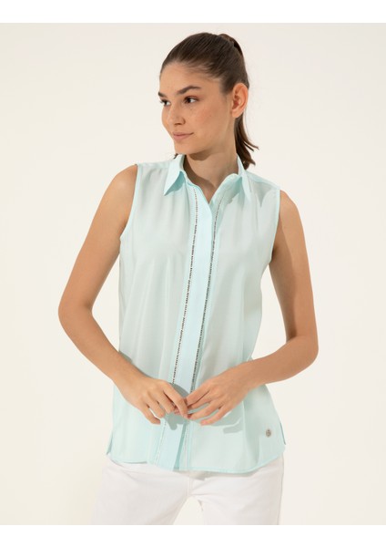 Kadın Mavi Regular Fit Kolsuz Bluz 50247281-VR007 fırsatları