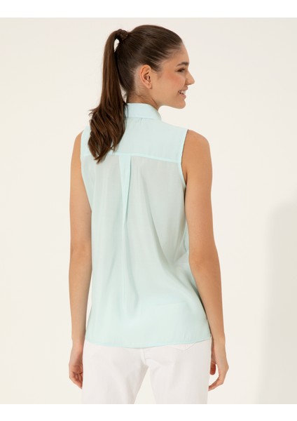 Kadın Mavi Regular Fit Kolsuz Bluz 50247281-VR007 indirimleri