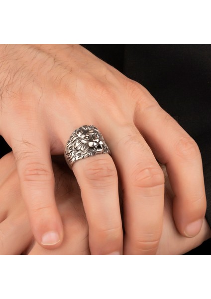 3boyutlu Aslan Figürlü 925 Ayar Erkek Gümüş Yüzük fiyatları