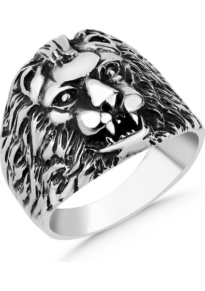 3boyutlu Aslan Figürlü 925 Ayar Erkek Gümüş Yüzük modelleri
