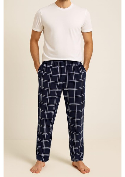 Erkek Desenli Cepli Tek Alt Lacivert-Mavi