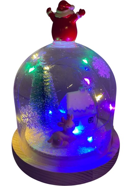 Yılbaşı Temalı Işıklı Lüks Fanus, Dekoratif ve Şık Hediye Seçeneği