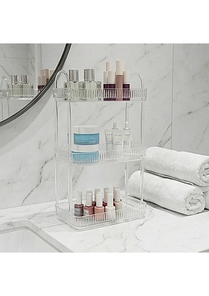 3 Katlı Makyaj Organizeri Kozmetik Aksesuar Düzenleyici Banyo Rafı Şeffaf Diamond (Dayanıklı Poli̇karbonat) fırsatları