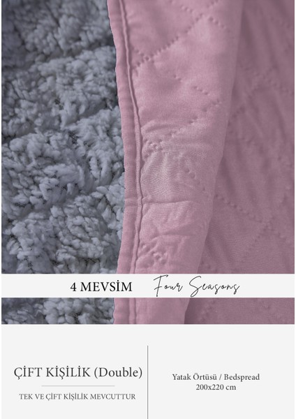 Premium Peluş Çift Kişilik Çok Amaçlı Yatak Örtüsü 200X220 Çift Taraflı Yumuşak Battaniye Pike Antrasit / Pudra fiyatları