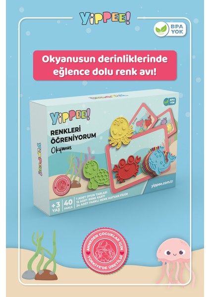 Renkleri Öğreniyorum - Okyanus Canlıları Serisi | Renk Eşleştirmeli Eğitici Oyun Seti (40 Parça) modelleri