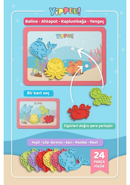 Renkleri Öğreniyorum - Okyanus Canlıları Serisi | Renk Eşleştirmeli Eğitici Oyun Seti (40 Parça) indirimleri