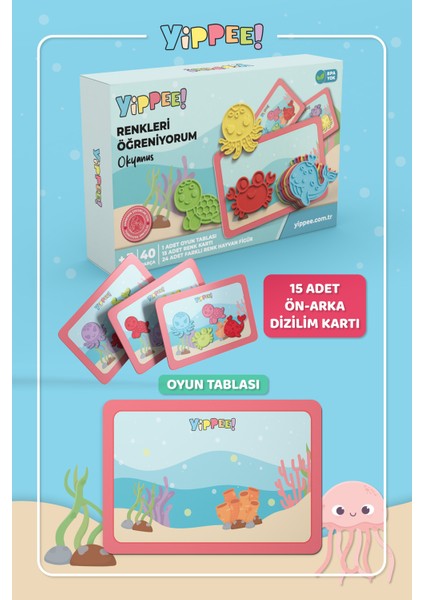 Renkleri Öğreniyorum - Okyanus Canlıları Serisi | Renk Eşleştirmeli Eğitici Oyun Seti (40 Parça)