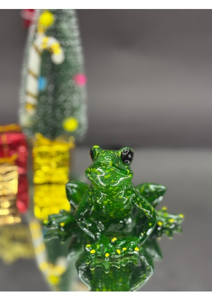 Yeşil El Yapımı Kurbağa Biblo