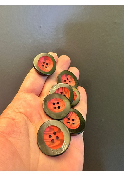 7 Adet Krımızı Siyah Düğme Set 3 cm modelleri