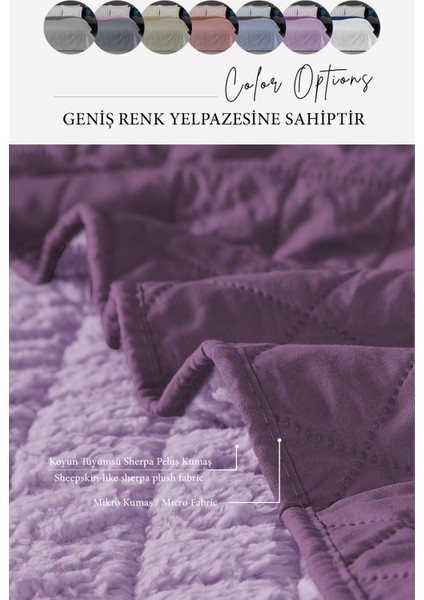 Premium Peluş Çift Kişilik Çok Amaçlı Yatak Örtüsü 200X220 Çift Taraflı Yumuşak Battaniye Pike Lila / Mor fırsatları