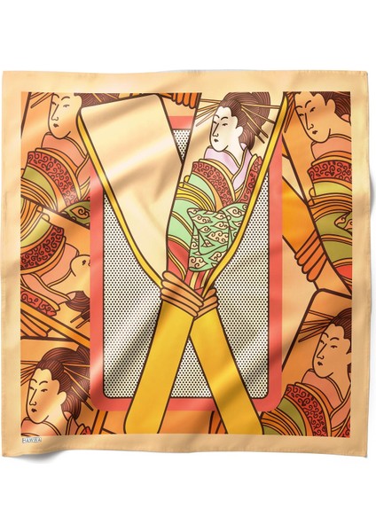 Geleneksel Japon Desenli Bandana Fular