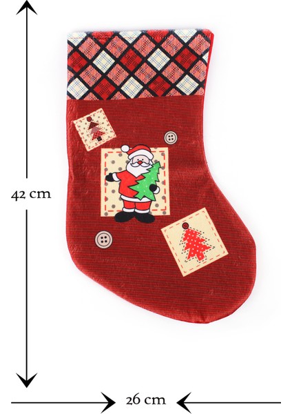 Kırmızı Noel Baba Dekoratif Yılbaşı Süs Çorap 42X26 Cm, Sıcak ve Neşeli Atmosfer Için