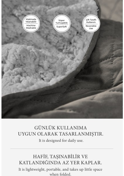 Premium Peluş Tek Kişilik Çok Amaçlı Yatak Örtüsü 160X220 Çift Taraflı Yumuşak Battaniye Pike Gri Vizon modelleri