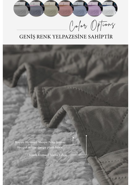 Premium Peluş Tek Kişilik Çok Amaçlı Yatak Örtüsü 160X220 Çift Taraflı Yumuşak Battaniye Pike Gri Vizon fırsatları