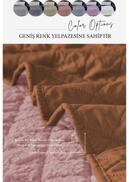 Premium Peluş Tek Kişilik Çok Amaçlı Yatak Örtüsü 160X220 Çift Taraflı Yumuşak Battaniye Pike Pudra / Somon fırsatları