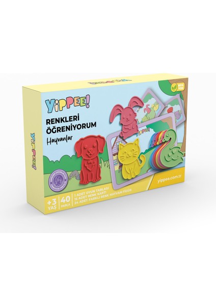 Renkleri Öğreniyorum - Evcil Hayvanlar Serisi | Renk Eşleştirmeli Eğitici Oyun Seti (40 Parça)