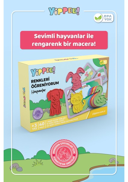 Renkleri Öğreniyorum - Evcil Hayvanlar Serisi | Renk Eşleştirmeli Eğitici Oyun Seti (40 Parça) fiyatları