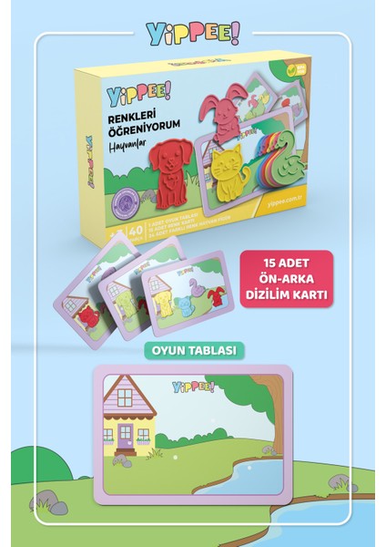 Renkleri Öğreniyorum - Evcil Hayvanlar Serisi | Renk Eşleştirmeli Eğitici Oyun Seti (40 Parça) modelleri