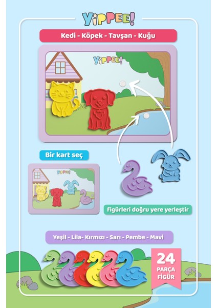 Renkleri Öğreniyorum - Evcil Hayvanlar Serisi | Renk Eşleştirmeli Eğitici Oyun Seti (40 Parça) fırsatları