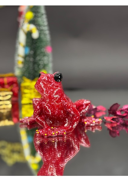 Kırmızı El Yapımı Kurbağa Biblo