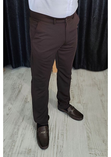 Bayaygun 0510 Nokta Desenli Dar Kesim Pantolon _koyu Kahve