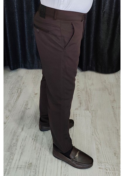 Bayaygun 0510 Nokta Desenli Dar Kesim Pantolon _koyu Kahve modelleri