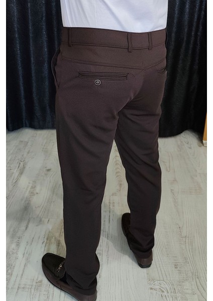 Bayaygun 0510 Nokta Desenli Dar Kesim Pantolon _koyu Kahve indirimleri