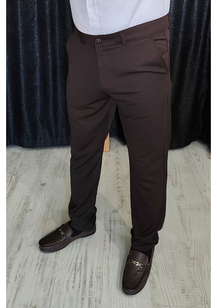 Bayaygun 0510 Nokta Desenli Dar Kesim Pantolon _koyu Kahve