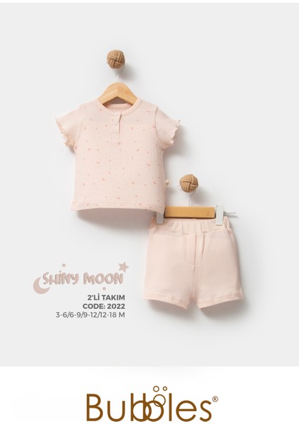%100 Organik Pamuk Ay Yıldız Baskı Eoke Tex Sertifikalı Kız Bebek Şortlu Takım modelleri