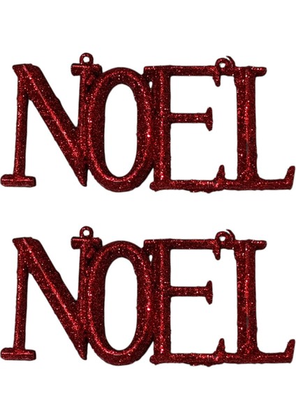 Yılbaşı Çam Ağacı Süsü 2'li Kırmızı Noel Yazısı, 12 Cm, Şık ve Renkli Dekorasyon.