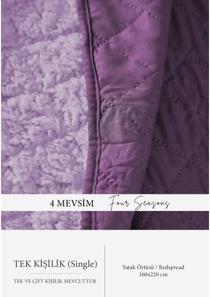 Premium Peluş Tek Kişilik Çok Amaçlı Yatak Örtüsü 160X220 Çift Taraflı Yumuşak Battaniye Pike Lila / Mor fiyatları