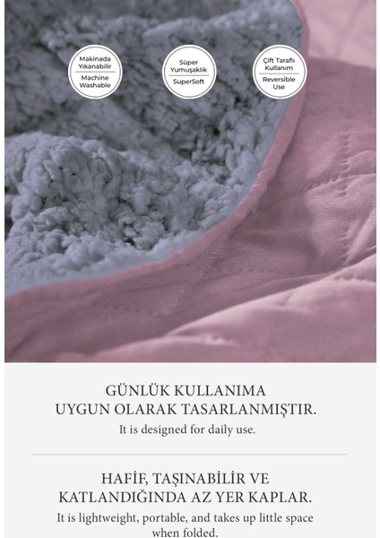 Premium Peluş Tek Kişilik Çok Amaçlı Yatak Örtüsü 160X220 Çift Taraflı Yumuşak Battaniye Pike Antrasit / Pudra modelleri
