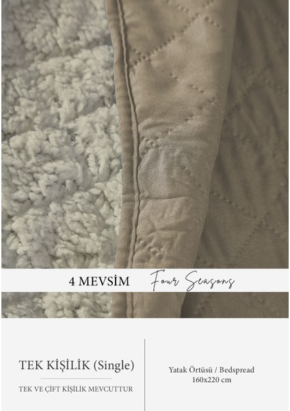 Premium Peluş Tek Kişilik Çok Amaçlı Yatak Örtüsü 160X220 Çift Taraflı Yumuşak Battaniye Pike Bej / Cappuccino fiyatları
