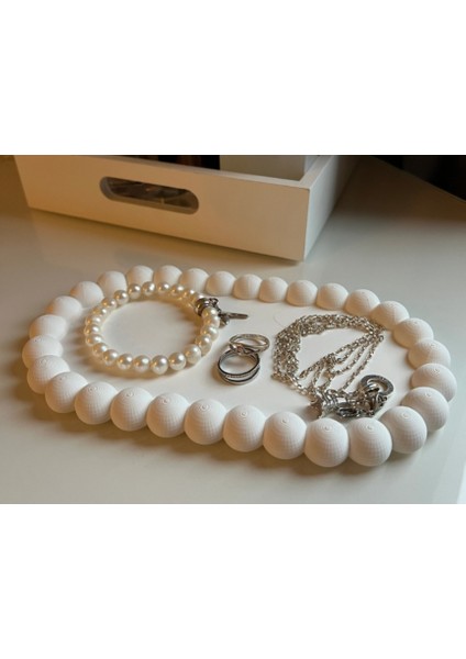 Modern Kabarcık Kenarlı Dekoratif Oval Tepsi – Takı & Aksesuar Düzenleyici