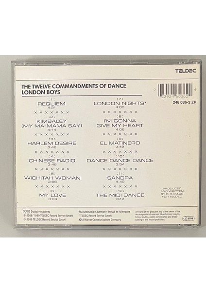 London Boys The Twelve Commandments Of Dance CD (Orijinal Dönem Baskı Cd) fiyatları