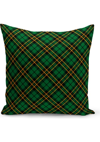 Yılbaşı Ekose Serisi Çift Taraflı Dijital Baskılı Kırlent Kılıfı