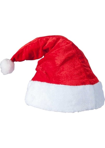Kırmızı Kadife Peluş Noel Baba Şapkası, Yılbaşı Eğlencesi Için Şık ve Rahat Kullanım