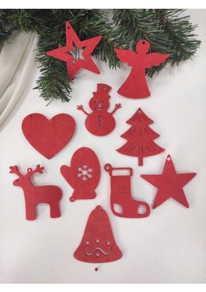 10 Adet Renkli Yılbaşı Süsü, Ağaç Süsleme, Dekorasyon Seti