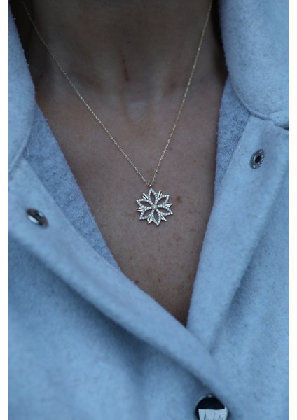 14 Ayar Altın Taşlı Çiçekli Kolye fiyatları