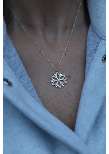 14 Ayar Altın Taşlı Çiçekli Kolye modelleri