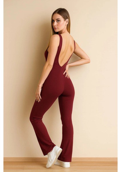 Kadın Esnek Fit Tam Boy Basic Tulum Sırt Dekolteli fiyatları