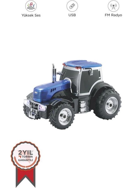 D42 Mavi Traktör Tasarım Usb/fm Radyo Bluetooth Hoparlör Speaker