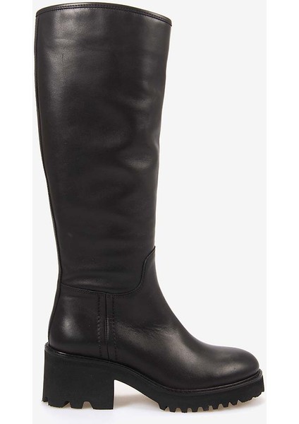 Kadın Hakiki Deri Siyah Günlük Çizme EVS5032