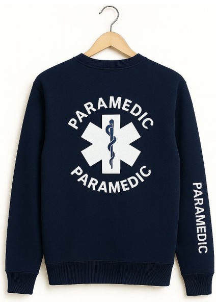112 Acil Sağlık Paramedik Sweatshirt Lacivert Unısex Sıfır Yaka